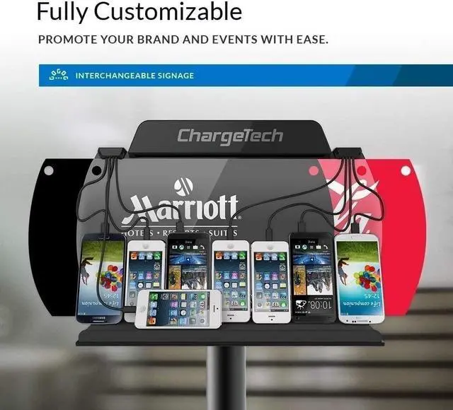 Alt view image 8 of 12 - ChargeTech Power Floor Stand Charging Station, (8) Braided Cables, LED Lighting (S9)