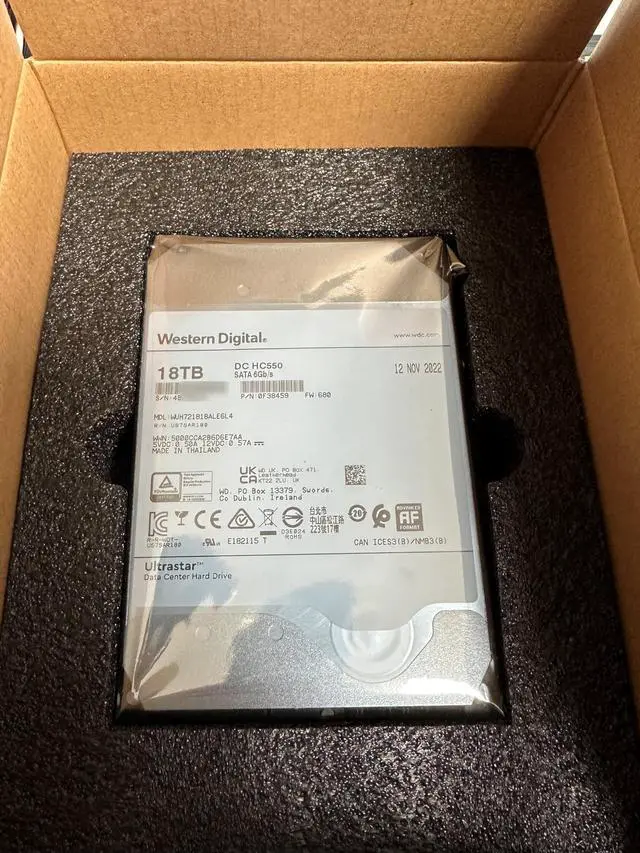 Alt view image 20 of 20 - WD Ultrastar DC HC550 18TB Hard Drive 3.5" Internal 512MB SATA 7200 RPM 512E SE NP3 DC HC550 0F38459 (WUH721818ALE6L4)
