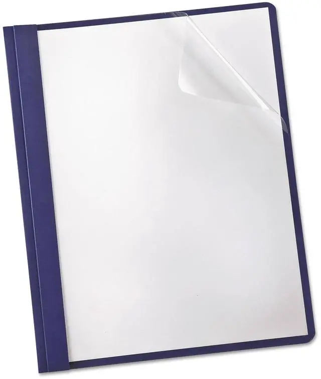 Alt view image 2 of 5 - Oxford Linen Finish Clear Front Report Cover 3 Fasteners Letter Navy 25/Box