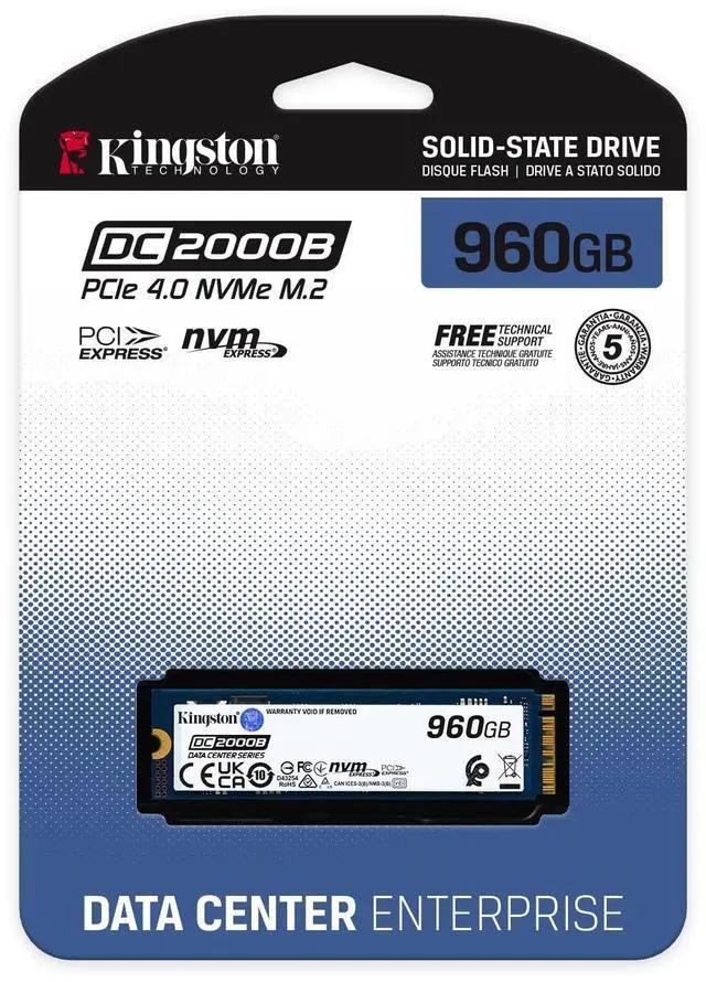 Alt view image 16 of 18 - Kingston SEDC2000BM8/960G DC2000B 960 GB Solid State Drive - M.2 2280 Internal - PCI Express NVMe (PCI Express NVMe 4.0 x4) - Server, Data Center Device Supported - 0.4 DWPD - 700.80 TB TBW
