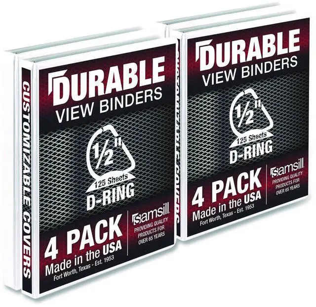 Main image of Samsill Durable 0.5" View D Ring Binder White, Set of 4 MP46417