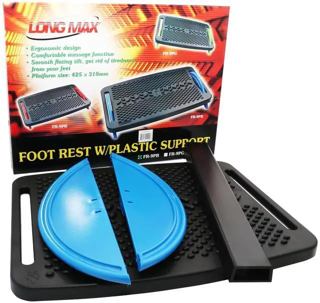 Alt view image 15 of 15 - IO Crest Ergonomic Floating Tilt Foot Rest Textured Surface Reduce Muscle Strain, Black Blue (SY-ACC65076)