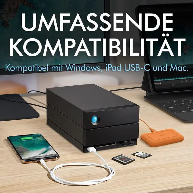 Alt view image 11 of 15 - LaCie 2big Dock 20TB USB 3.2 Gen 2 External Hard Drive STLG20000400 Black