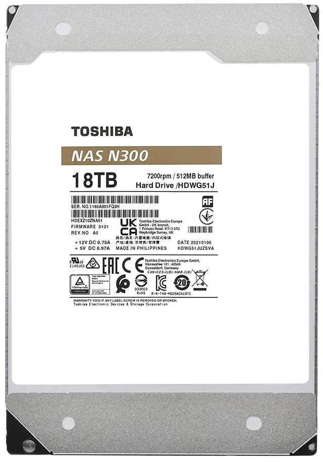 Alt view image 11 of 12 - Toshiba N300 18TB NAS Internal Hard Drive  HDWG51JXZSTA