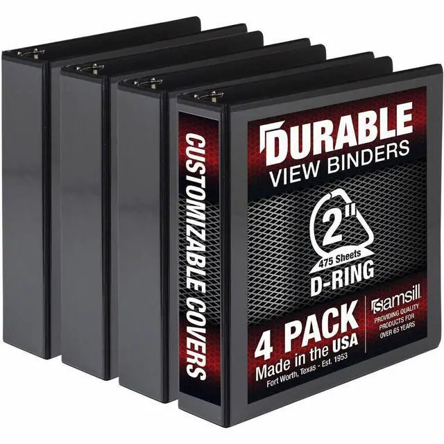Alt view image 2 of 8 - Samsill Durable 2" View D-Ring Binder, Black, Set of 4, MP46460