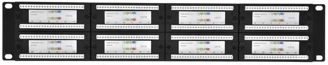 Alt view image 18 of 20 - Monoprice 48-port Cat6 Patch Panel, 110 Type (568A/B Compatible) Black Painted Steel Panel, UL Listed