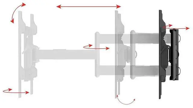 Alt view image 17 of 20 - Monoprice Portrait and Landscape 360 Full-Motion Articulating TV Wall Mount for TVs 40in to 75in, Weight Capacity 110 lbs, Extension 3.3in to 31.5in