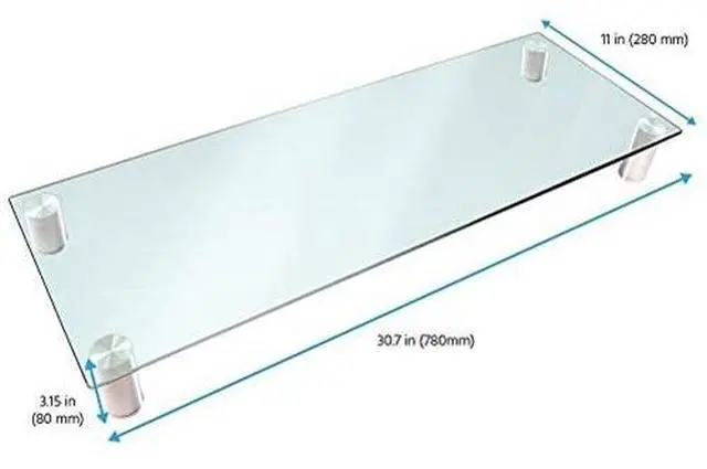 Alt view image 13 of 18 - Monoprice Multimedia Riser Desktop Monitor Stand - Clear Glass, Large 30.8 x 11 Inches - Workstream Collection
