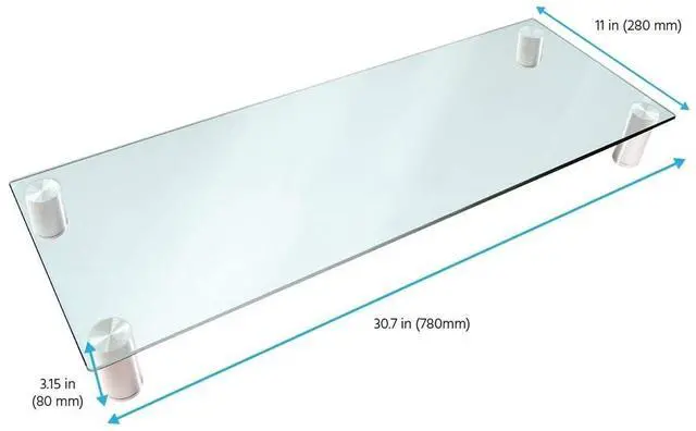 Alt view image 18 of 18 - Monoprice Multimedia Riser Desktop Monitor Stand - Clear Glass, Large 30.8 x 11 Inches - Workstream Collection