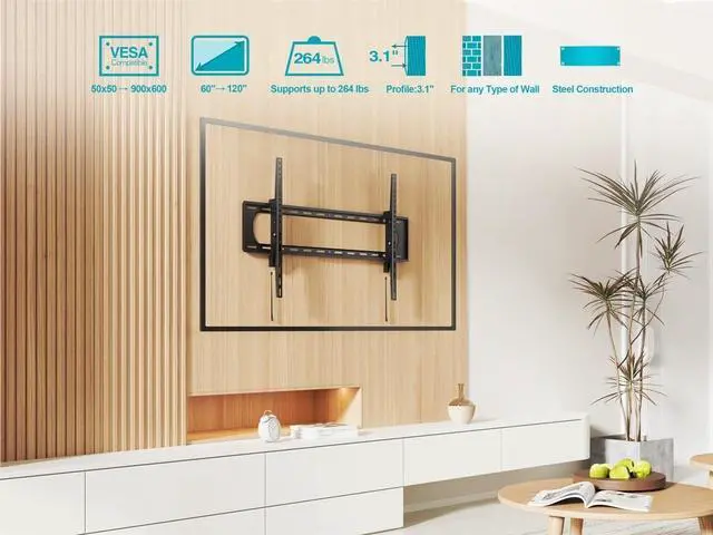 Alt view image 13 of 13 - Monoprice Heavy-Duty Tilt TV Wall Mount, Extra Wide For 60" To 120" TVs up to 264lbs, Max VESA 900x600, Works wi