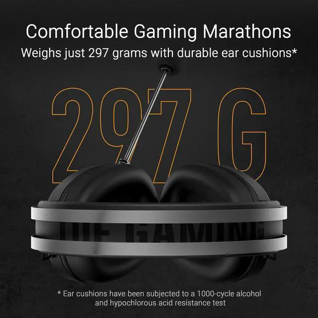 Alt view image 13 of 14 - Asus TUF Gaming H1 Gen II Wired gaming headset with 40 mm ASUS Essence drivers, virtual 7.1 surround sound, TeamSpeak-certified microphone, plus symbolic TUF logo lighting - Black