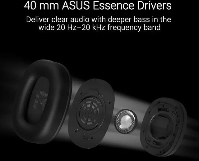 Alt view image 9 of 14 - Asus TUF Gaming H1 Gen II Wired gaming headset with 40 mm ASUS Essence drivers, virtual 7.1 surround sound, TeamSpeak-certified microphone, plus symbolic TUF logo lighting - Black