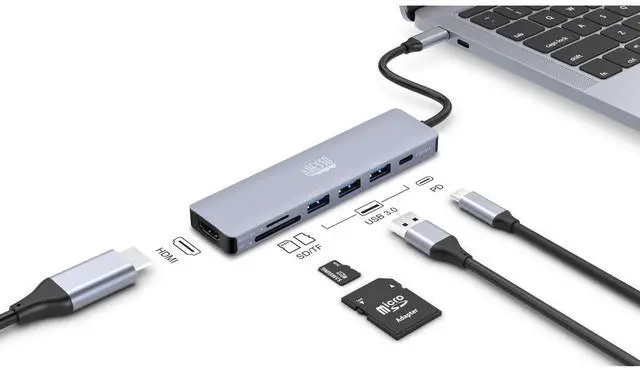Alt view image 13 of 16 - Adesso AUH-4025 Docking Station - for Notebook/Flash Drive/Memory Card Reader/Monitor/Tablet/Smartphone - Charging Capability - Memory Card Reader - SD, TransFlash - USB Type C - 2 Displays Supported