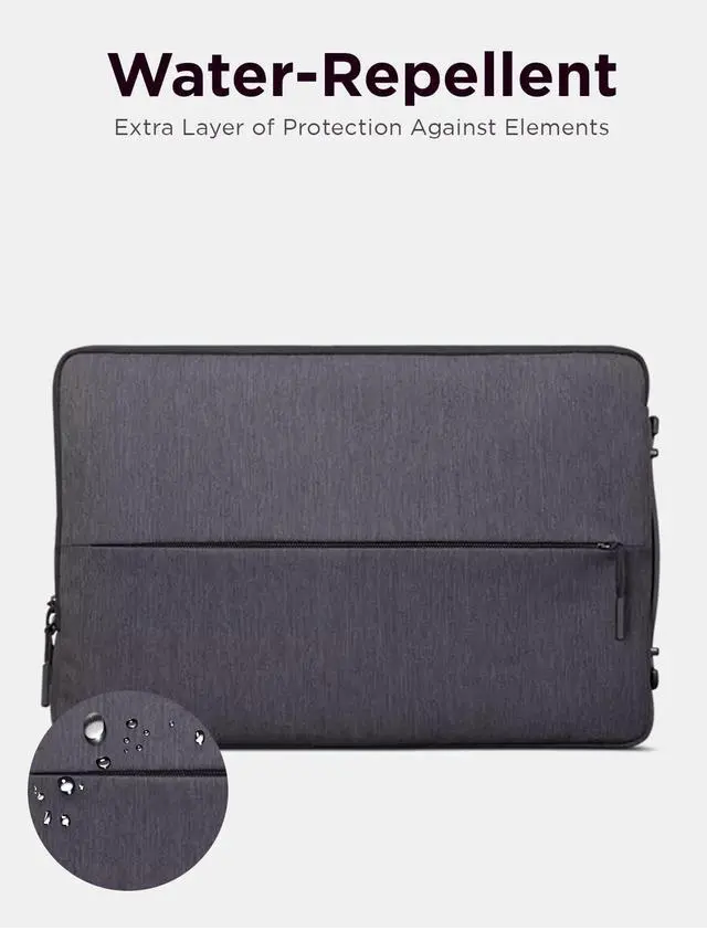 Alt view image 11 of 16 - lenovo urban laptop sleeve for 14" notebook, water resistant, soft padded compartments, accessory storage, reinforced rubber corners, extendable handle, gx40z50941, charcoal grey