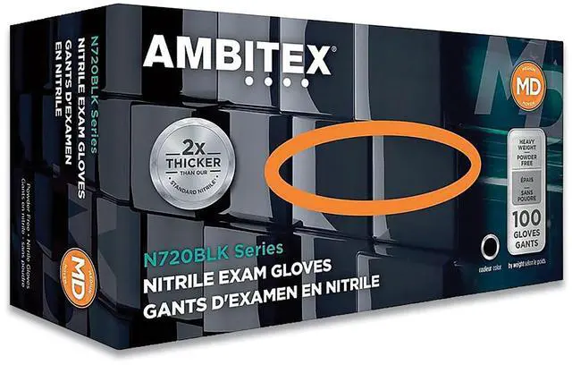 Alt view image 2 of 2 - Ambitex N720BLK Series Powder Free Black Nitrile NMD720BLK
