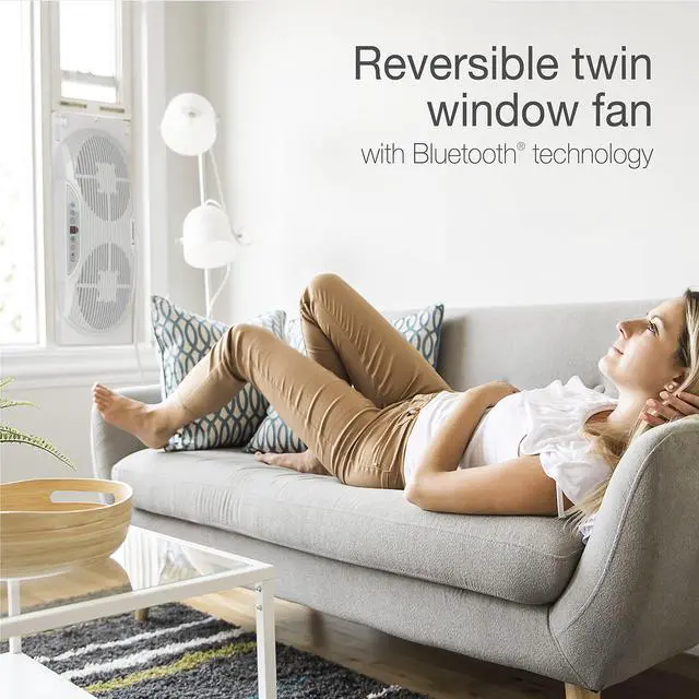 Alt view image 2 of 7 - Lasko W09560 Bluetooth Twin 9" Window Fan Whole House Ventilation White