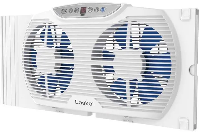 Alt view image 4 of 7 - Lasko W09560 Bluetooth Twin 9" Window Fan Whole House Ventilation White