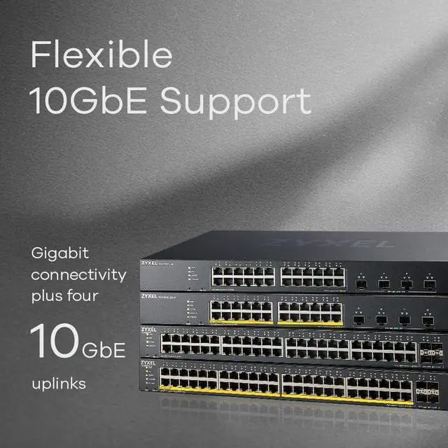 Alt view image 3 of 8 - ZYXEL 48-port GbE PoE Lite-L3 Smart Managed Switch with 4 10G Uplink