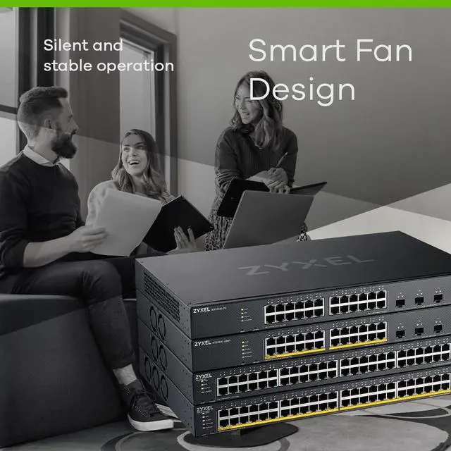 Alt view image 7 of 8 - ZYXEL 48-port GbE PoE Lite-L3 Smart Managed Switch with 4 10G Uplink