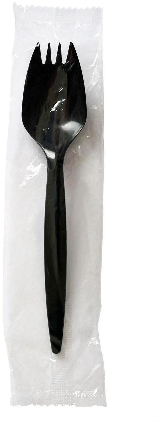 Main image of Mediumweight Wrapped Polypropylene Cutlery Spork Plastic Black 1000/Carton BWKSPORKBLPPIW