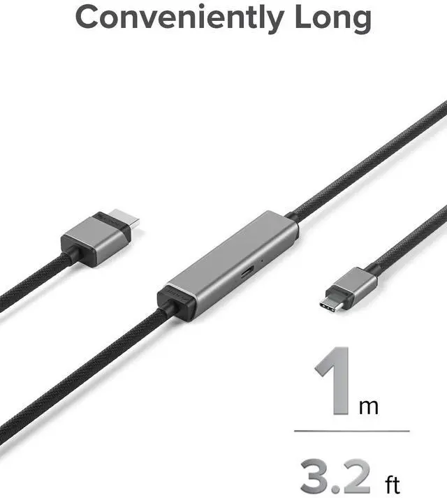 Alt view image 2 of 8 - ALOGIC Ultra USB-C to HDMI with 100W PD Cable Male to Male 1m ULCHDPD01SGR