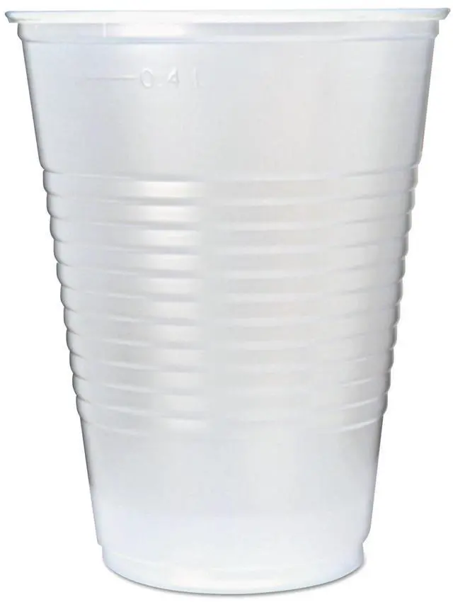 Main image of RK Ribbed Cold Drink Cups 16 oz Plastic Translucent 50/Sleeve 20 Sleeves/Carton 000000000009508032