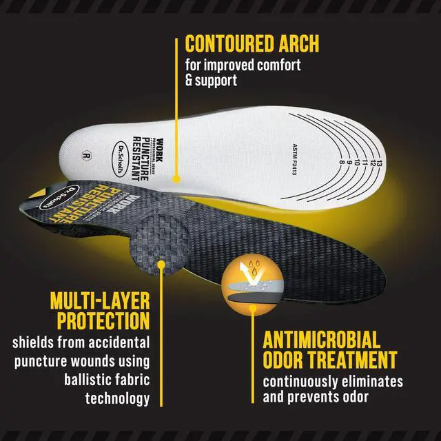 Alt view image 3 of 7 - Professional Series Work Puncture Resistant Insoles for Men Men's Size 8 to 14 Black 90000332