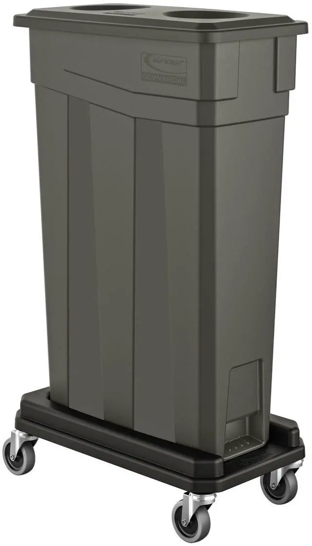 Alt view image 4 of 5 - 23 Gallon Resin Slim Trash Can Dolly 11.88" x 20.78" x 6.18" Gray TCNDOLLY