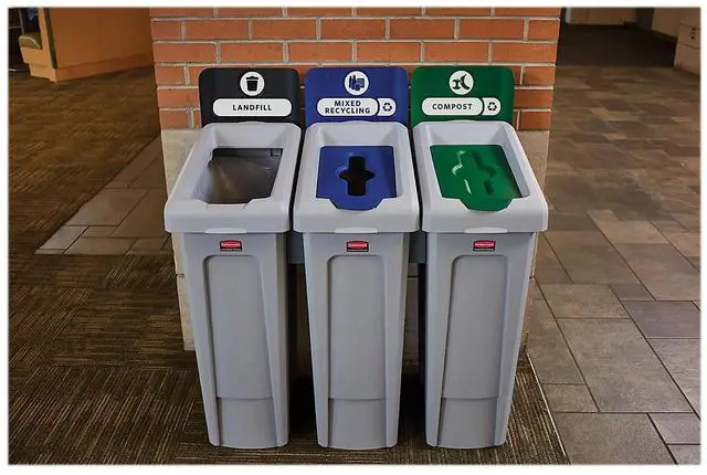 Alt view image 4 of 5 - Slim Jim Recycling Station Kit 1-Stream Landfill 23 gal Plastic Gray/Black 2185053
