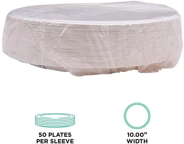 Alt view image 5 of 7 - Eco-Products Vanguard Renewable/Compostable Plates 3-Comprt 10"Dia White 500/Ctn