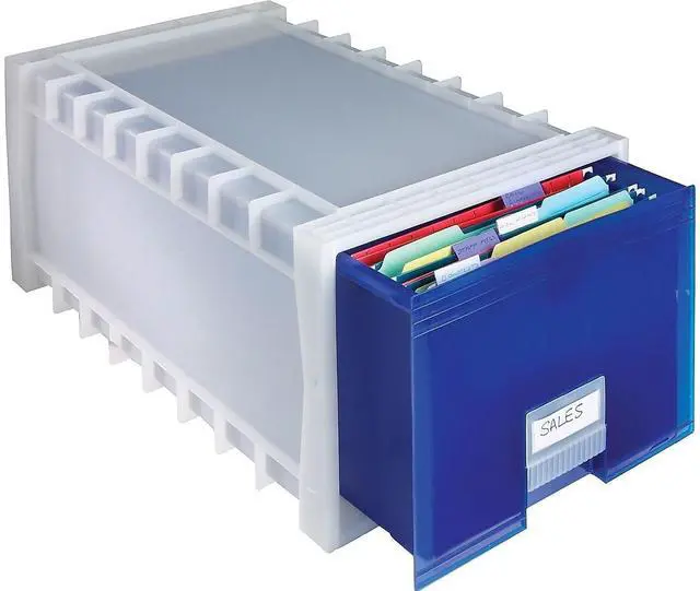 Alt view image 2 of 2 - Storex Archive Storage Drawers Letter 15.3x24.25x11.38" Blue/White 61104U01C