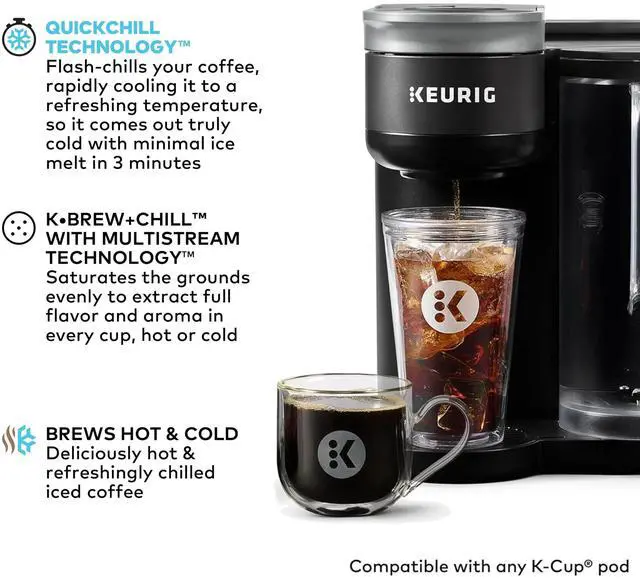 Alt view image 5 of 7 - Keurig 5000380296 K-Brew + Chill Single Serve Coffee Maker - Black