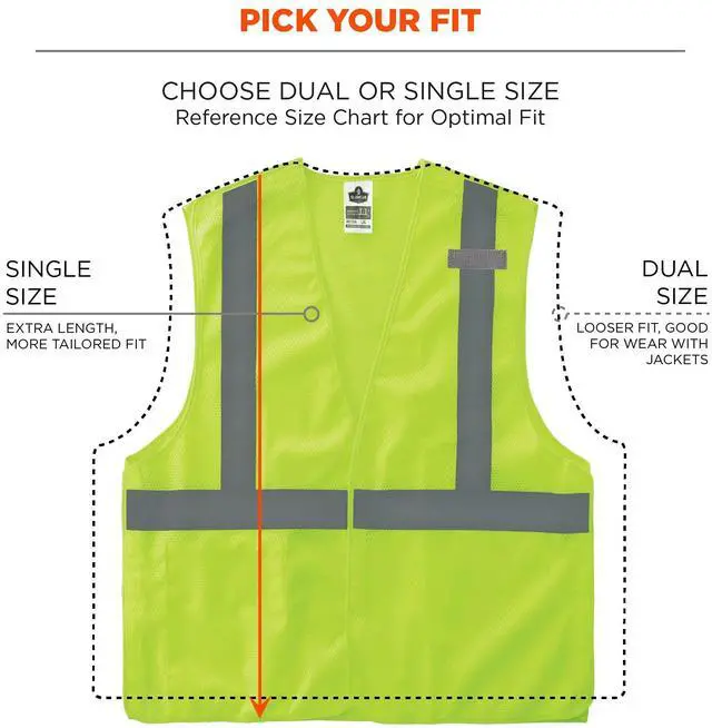 Alt view image 7 of 7 - GloWear 8215BA Type R Class 2 Econo Breakaway Mesh Safety Vest 4X-Large to 5X-Large Lime 21079