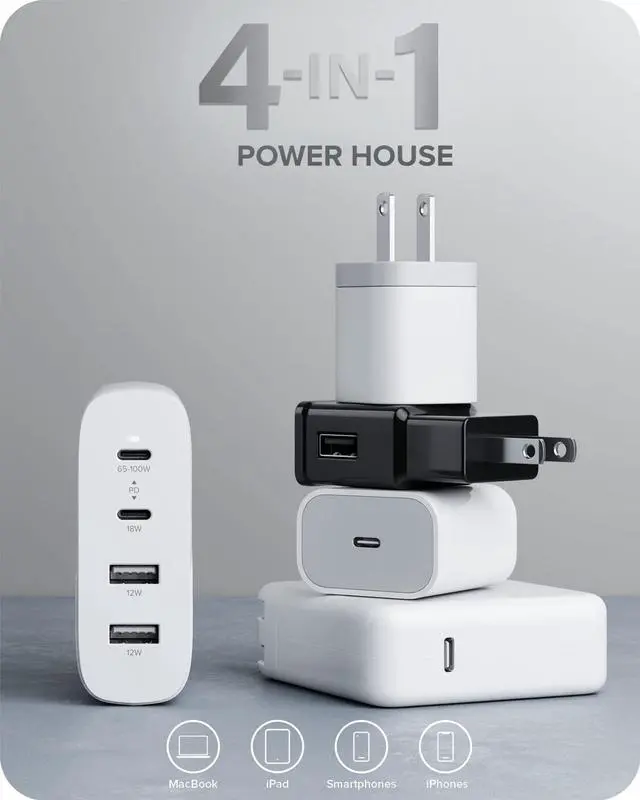 Alt view image 5 of 7 - ALOGIC 4X100 Rapid Power 4 Port 100WGaNCharger WCG4X100US