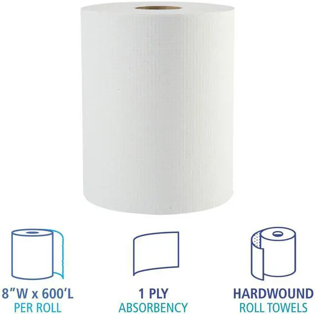 Alt view image 2 of 5 - Boardwalk Hardwound Paper Towels 1-Ply White 2" Core 12 Rolls/Carton 8123