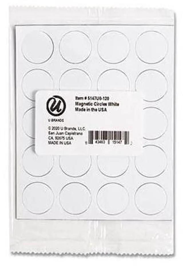 Alt view image 3 of 7 - Heavy-Duty Board Magnets Circles 0.75" Diameter White 20/Pack 5147U0024