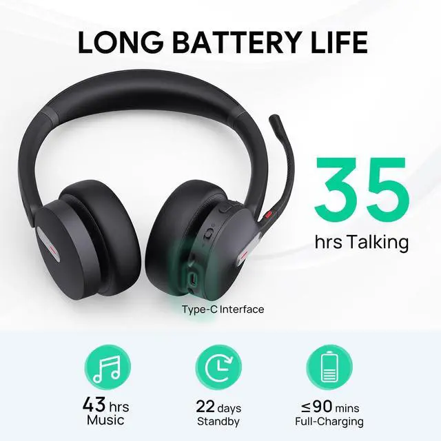 Alt view image 7 of 7 - Yealink BH70 Dual Teams USB-C Wireless Bluetooth Headset 1208667