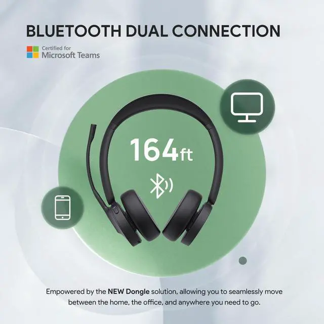 Alt view image 2 of 7 - Yealink BH70 Dual UC USB-C Wireless Bluetooth Headset, Black 1208668