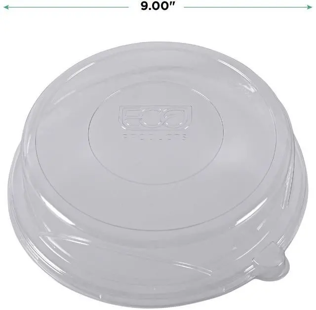 Alt view image 3 of 7 - Eco-Products EP-P013LID 100% Recycled Content Round Plate Lids - Plastic - 9" dia x 1.5" h - Clear - 300/Carton