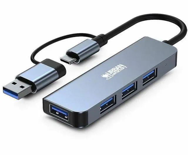 Alt view image 6 of 11 - Urban Factory USB-A/C Hub 4 Ports USB 3.0 - USB 3.2 Gen 1 (3.1 Gen 1) Type-C - 640 MB/s - Notebook, Tablet - 4 USB Port(s)