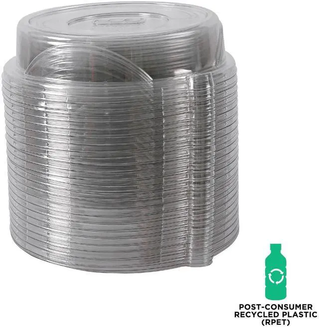 Alt view image 6 of 7 - Eco-Products EP-P013LID 100% Recycled Content Round Plate Lids - Plastic - 9" dia x 1.5" h - Clear - 300/Carton