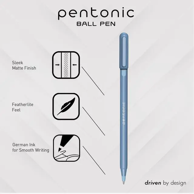 Alt view image 2 of 7 - PENTONIC Gel Pen Stick Fine 0.7 mm Blue Ink Frosted Blue Barrel 10/Pack PEN13085