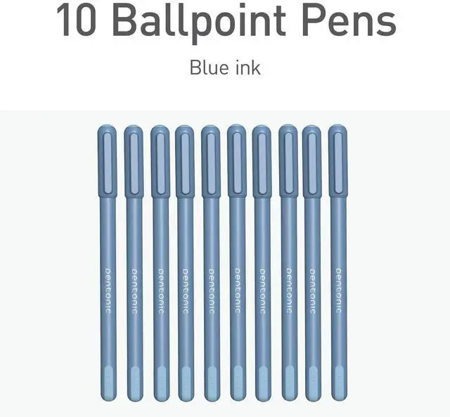 Alt view image 3 of 7 - PENTONIC Gel Pen Stick Fine 0.7 mm Blue Ink Frosted Blue Barrel 10/Pack PEN13085