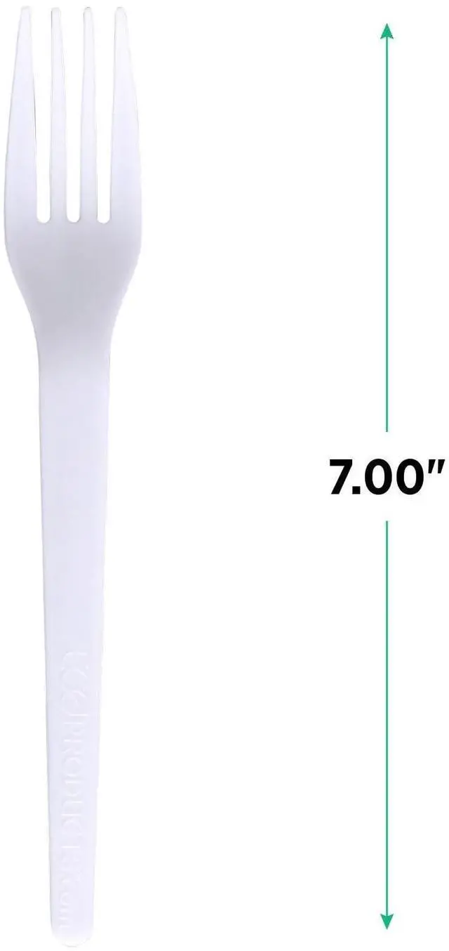 Alt view image 3 of 7 - Eco-Products EP-S017 Plantware CPLA Cutlery - Fork - White - 1,000/Carton