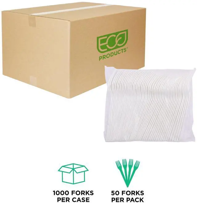 Alt view image 2 of 7 - Eco-Products EP-S017 Plantware CPLA Cutlery - Fork - White - 1,000/Carton