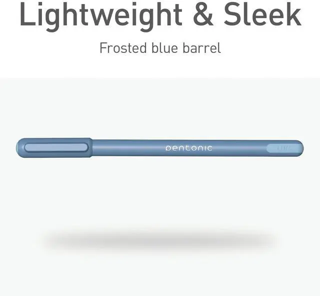 Alt view image 6 of 7 - PENTONIC Gel Pen Stick Fine 0.7 mm Blue Ink Frosted Blue Barrel 10/Pack PEN13085
