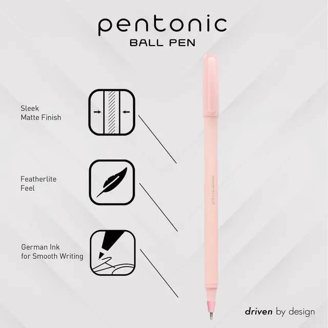 Alt view image 2 of 7 - PENTONIC Gel Pen Stick Fine 0.7 mm Red Ink Pale Pink Barrel 10/Pack PEN13087