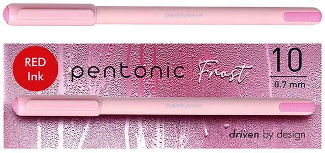 Main image of PENTONIC Gel Pen Stick Fine 0.7 mm Red Ink Pale Pink Barrel 10/Pack PEN13087