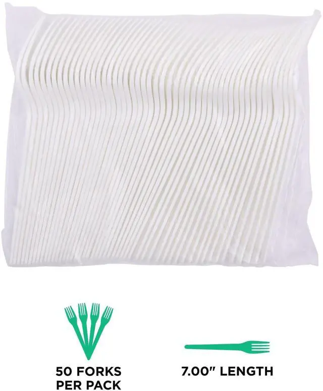 Alt view image 7 of 7 - Eco-Products EP-S017 Plantware CPLA Cutlery - Fork - White - 1,000/Carton