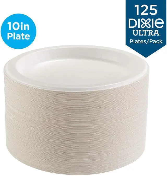 Alt view image 2 of 7 - Dixie DIX SXP10W Heavy-Weight Paper Plates - 10" diameter - White - 125/Pack - 4 Packs/Carton
